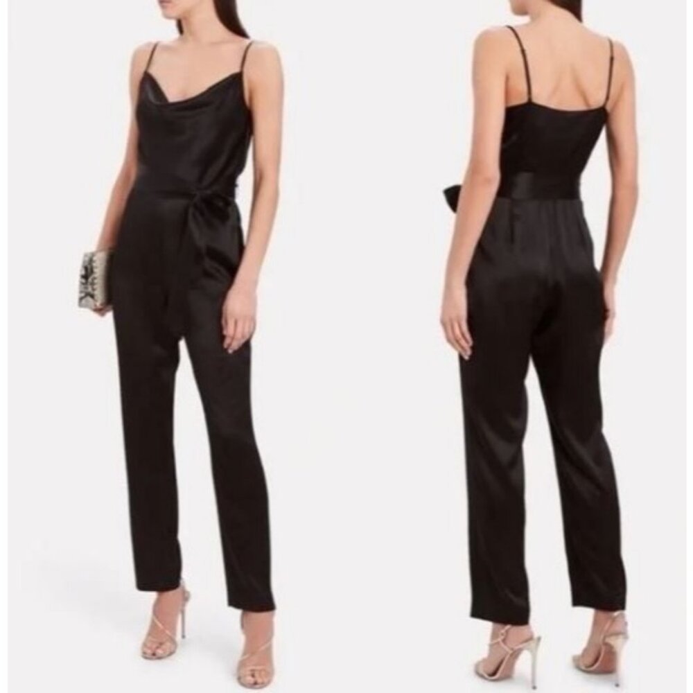 Intermix Maria Sleeveless Silk Jumpsuit Black Size 2 NWT